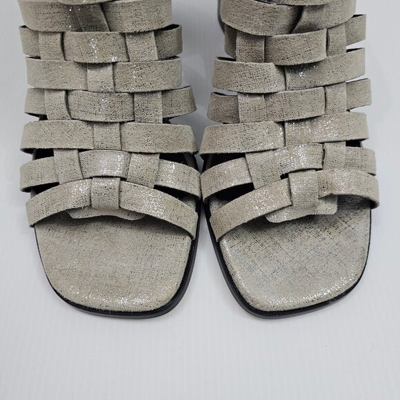 NEW Donald Pliner Pixee Sandal Womens 9.5 Pewter Metallic Leather Cutout Heel - Picture 5 of 15